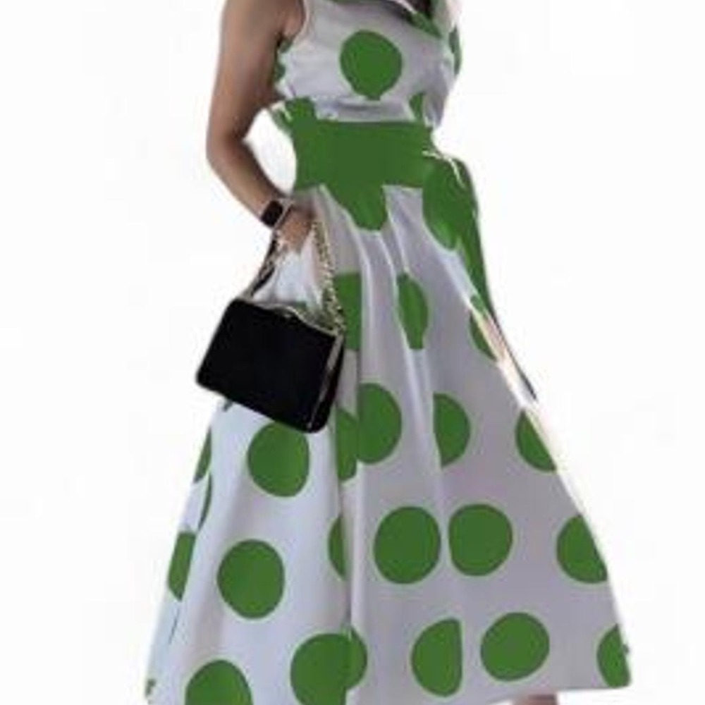 UOOZEE Women's Sleeveless Polka Dot Maxi Dress, A-Line V-Neck with Pockets